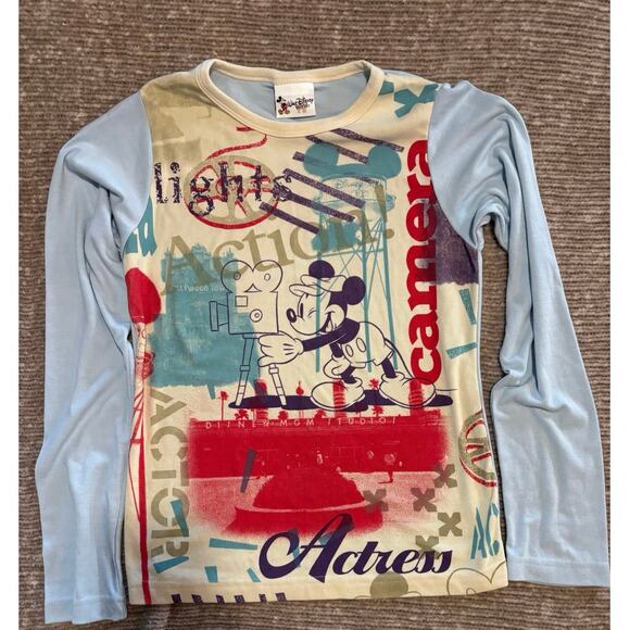 Vintage Disney Mickey Mouse “Lights, Camera, Action” Long Sleeve Graphic Tee - Picture 2 of 9